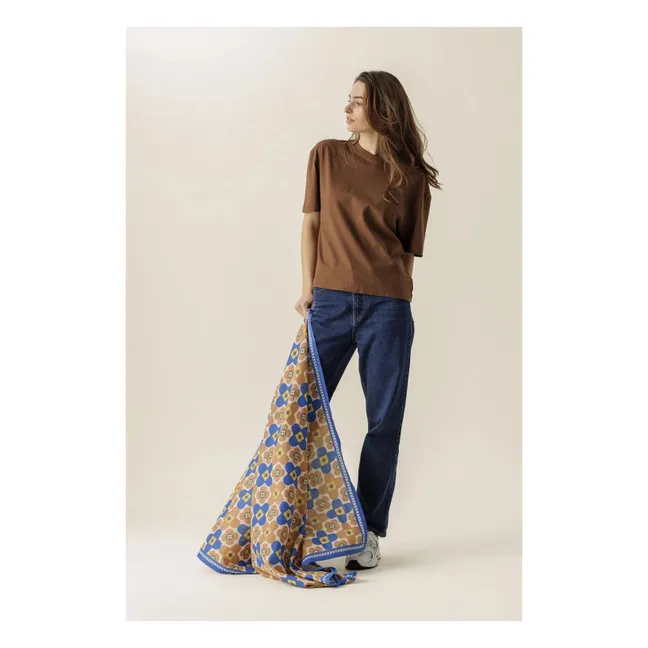 Large Scarf Latika Flowers | Blue