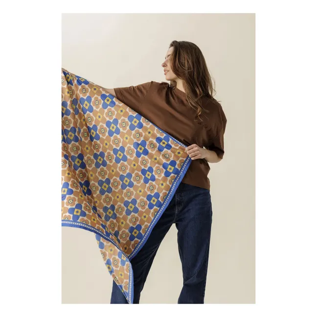 Grand Foulard Latika Fleurs | Bleu
