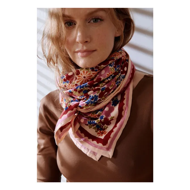 Grand Foulard Latika Fleuri | Rose