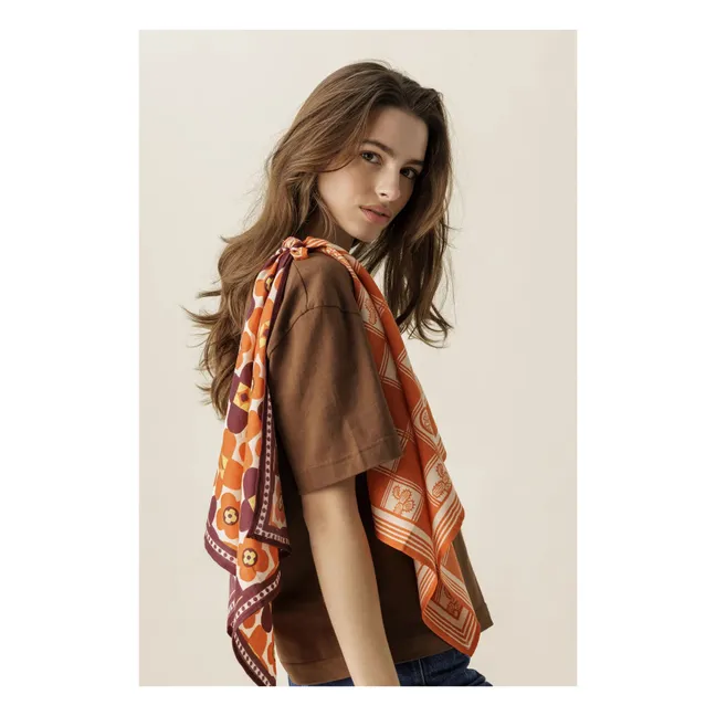 Small Manika Damier Scarf | Orange