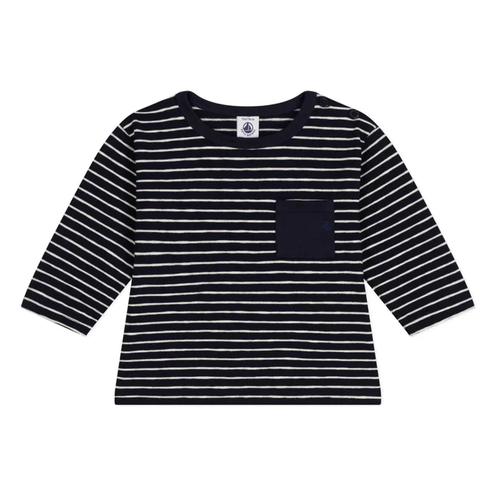 T-Shirt Tasche Streifen | Navy- Produktbild Nr. 0