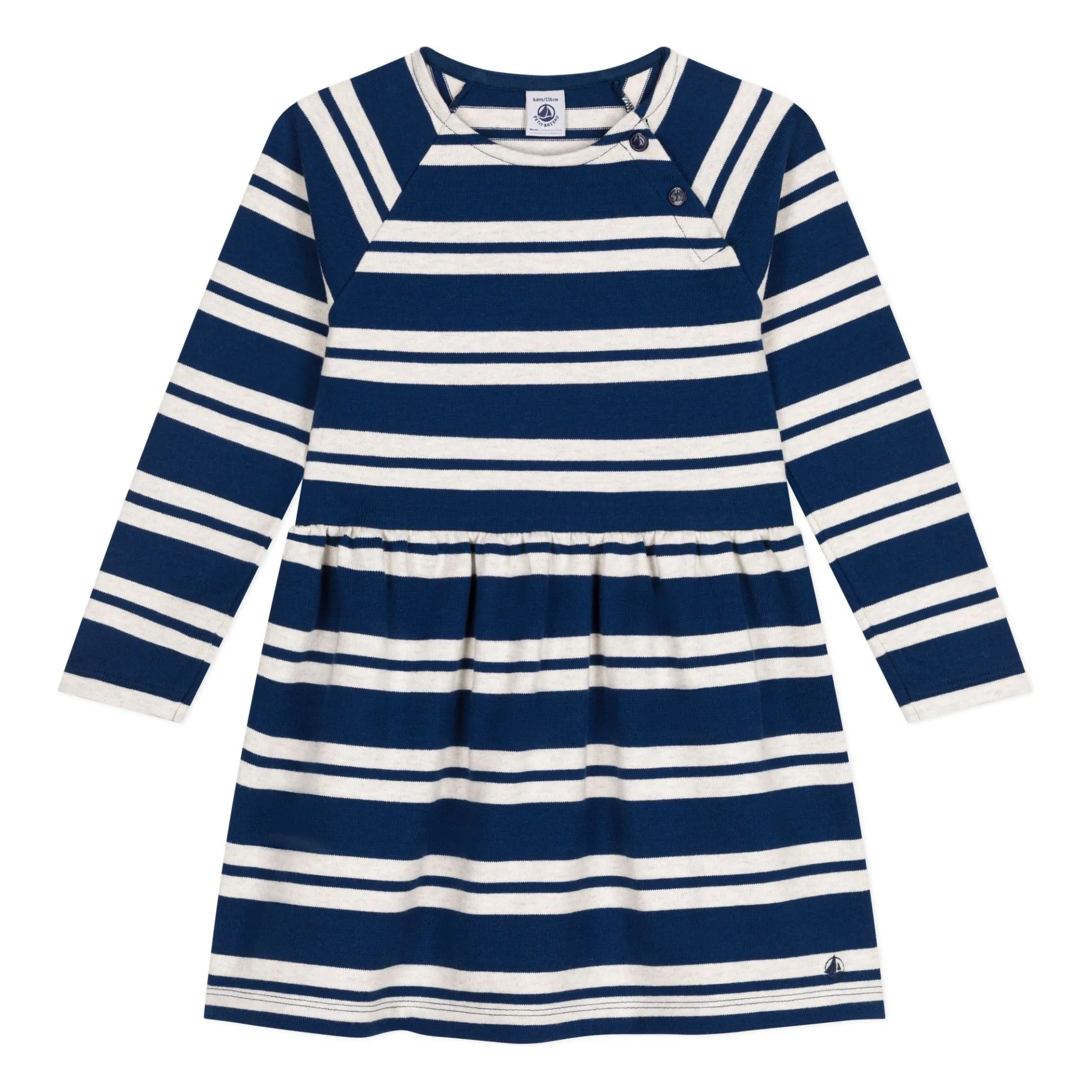 Petit Bateau Navy Blue Striped Cotton Dress