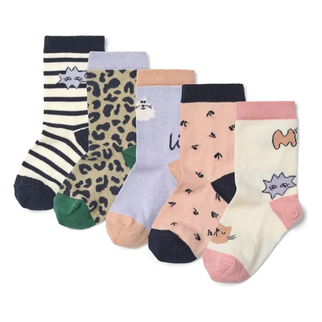 Lot of 5 Pairs of Silas Leopard Socks | Pink
