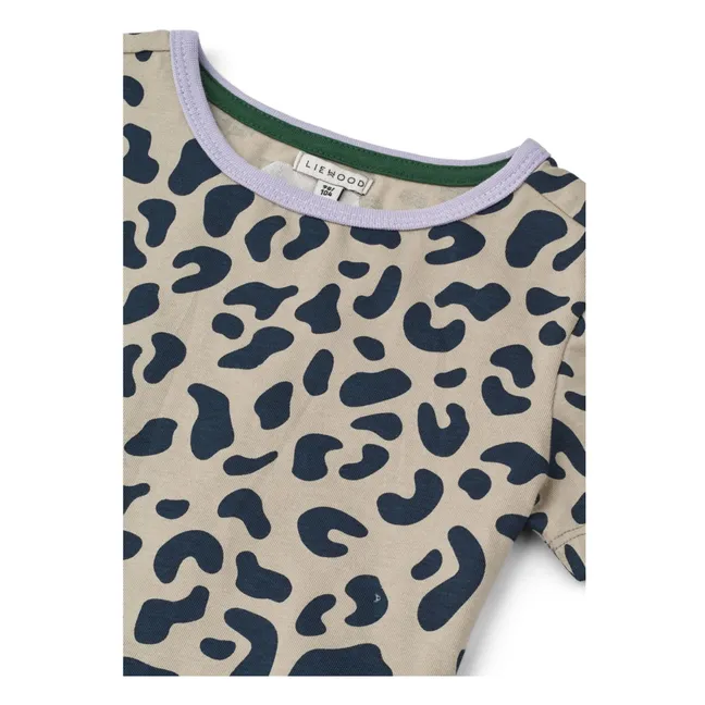Kya Leopard Organic Cotton Ruffle T-Shirt | Beige