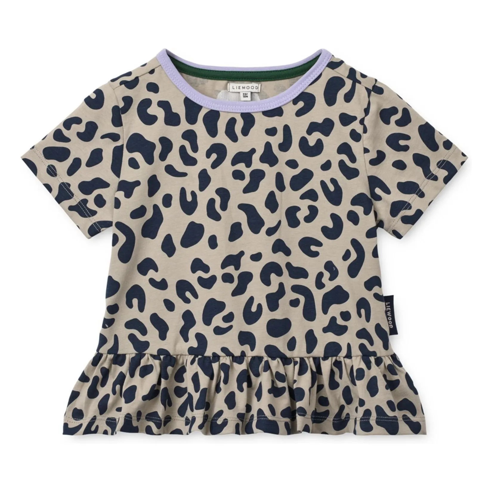 Liewood Beige Kya Leopard Organic Cotton Ruffle T-Shirt