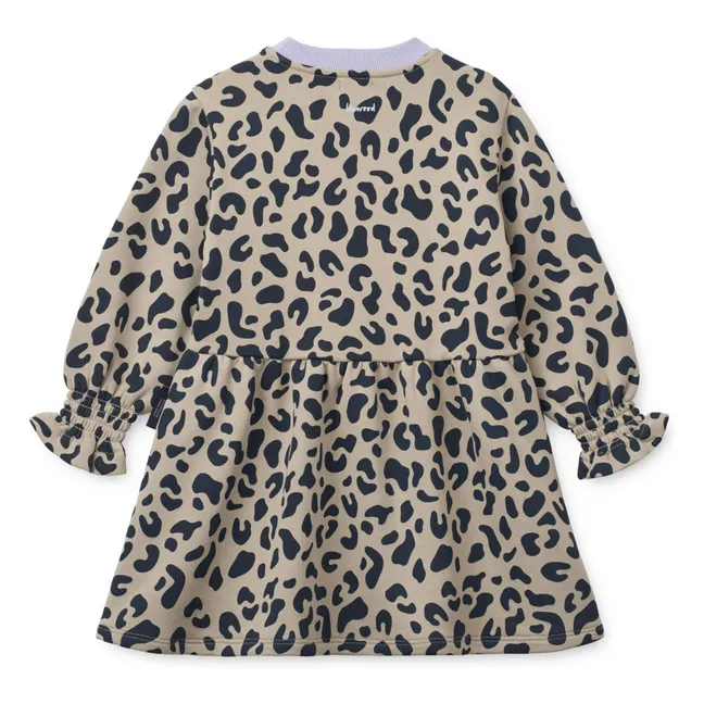 Vestido de algodón orgánico Lia Leopard | Beige