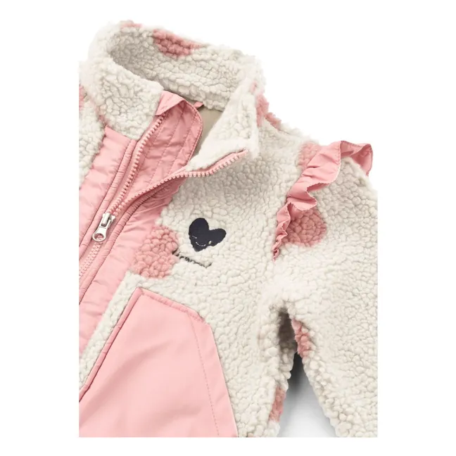 Noam Pois Recycled Fiber Sherpa Ruffle Jacket | Pink