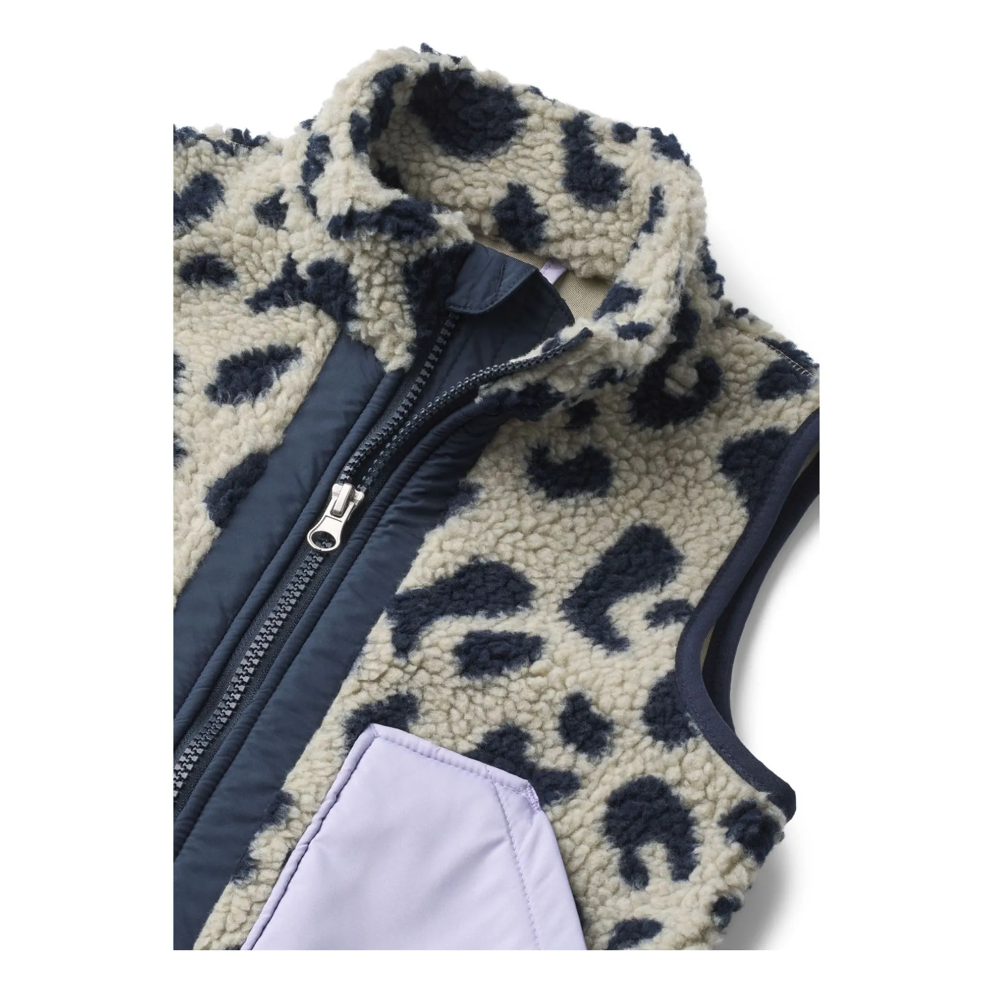 Veste Sans Manches Façon Sherpa Noam Léopard Fibres Recyclées | Beige- Image produit n°1