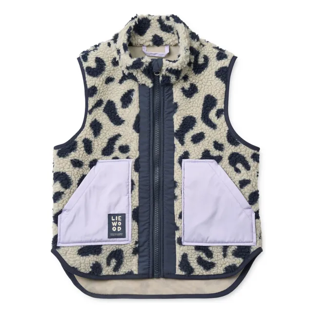 Veste Sans Manches Façon Sherpa Noam Léopard Fibres Recyclées | Beige