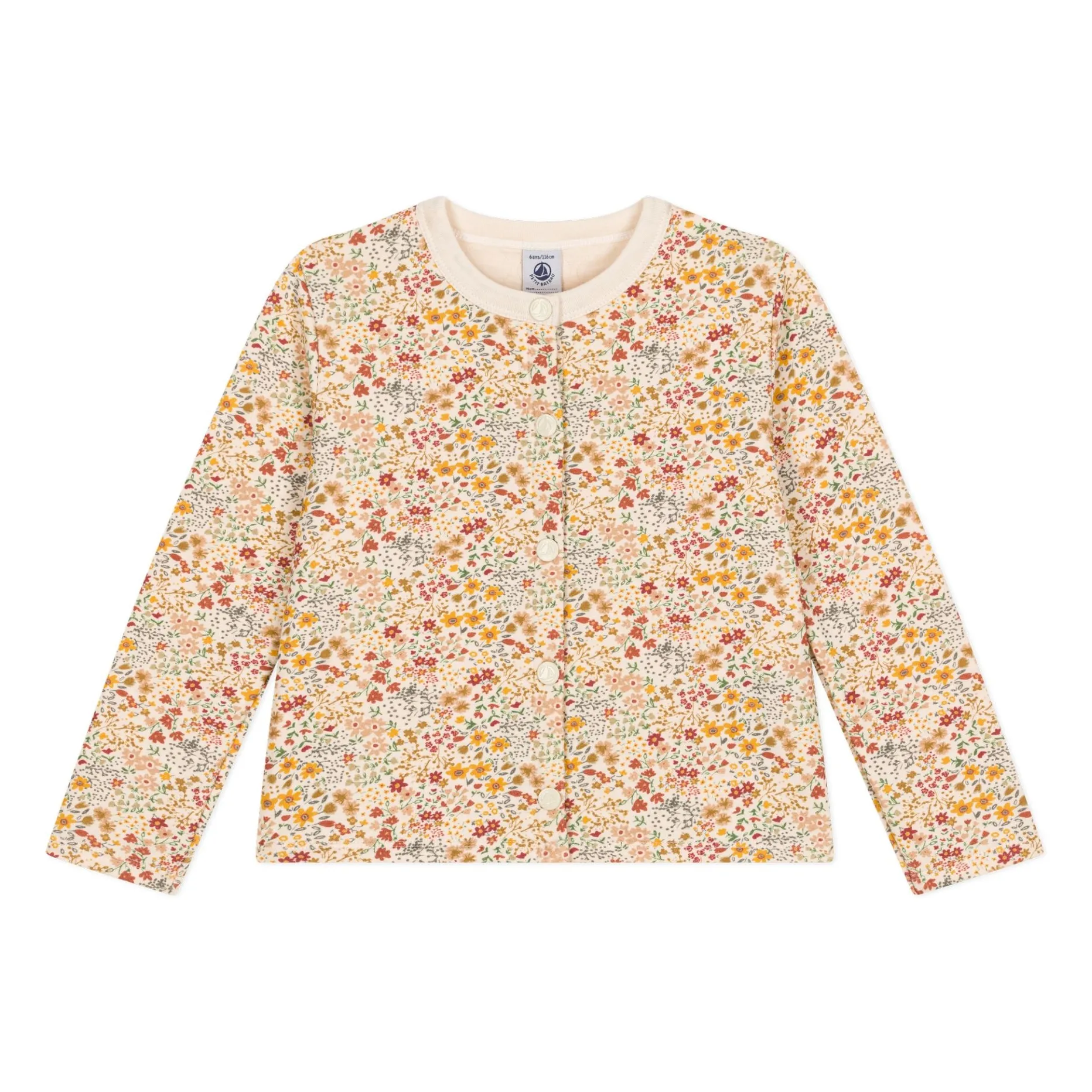 Petit Bateau Beige Cardigan Tubique Fleuri
