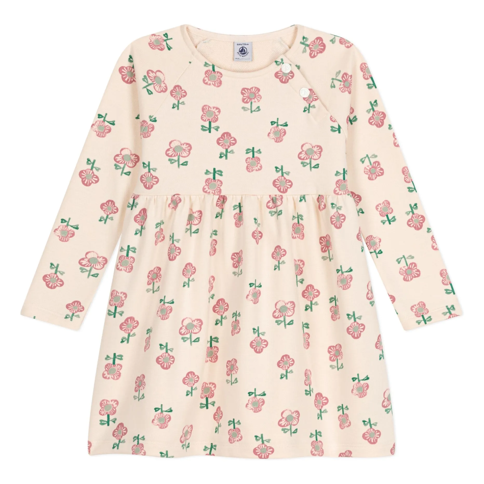 Robe Molleton Fleurs | Beige- Image produit n°0
