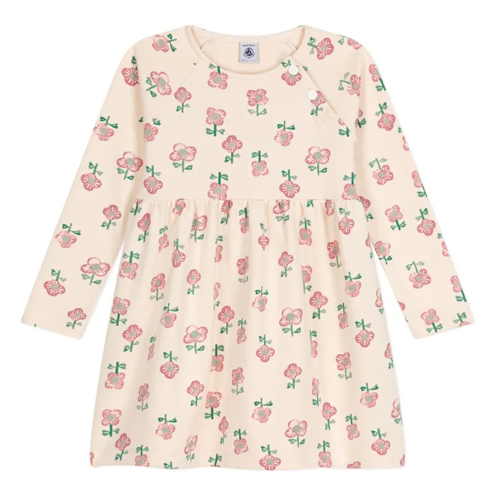 Petit Bateau Flower Molton Dress Beige Smallable