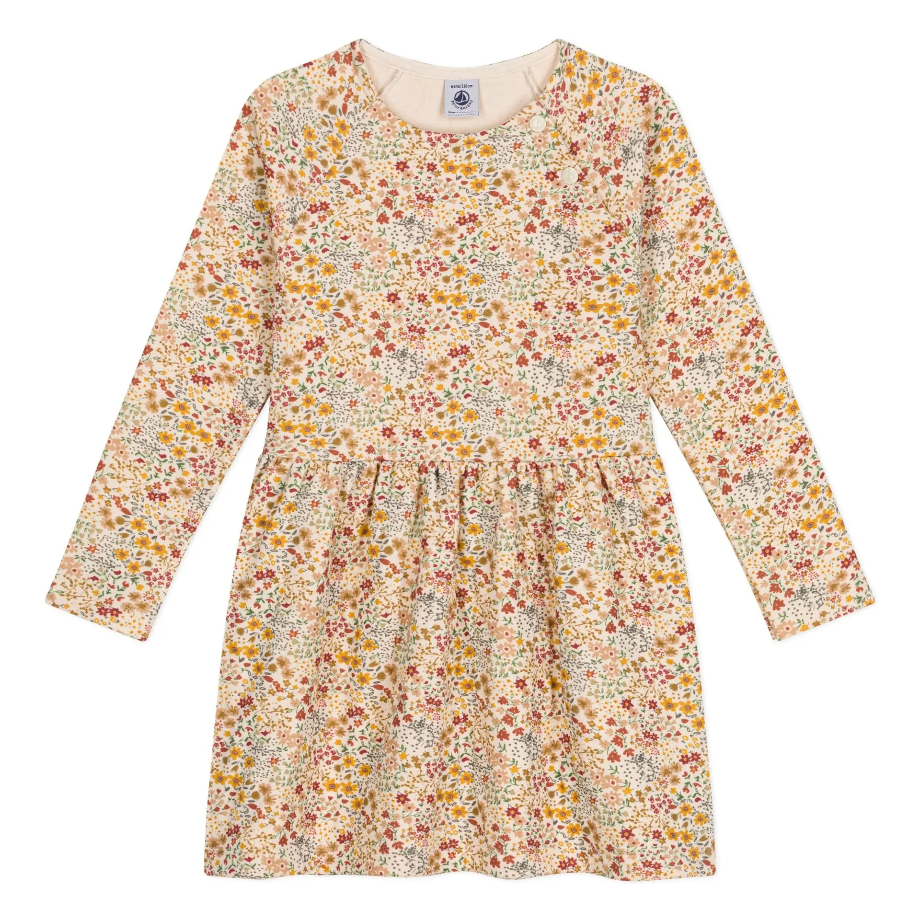 Petit Bateau Beige Tubique Fleurie Dress