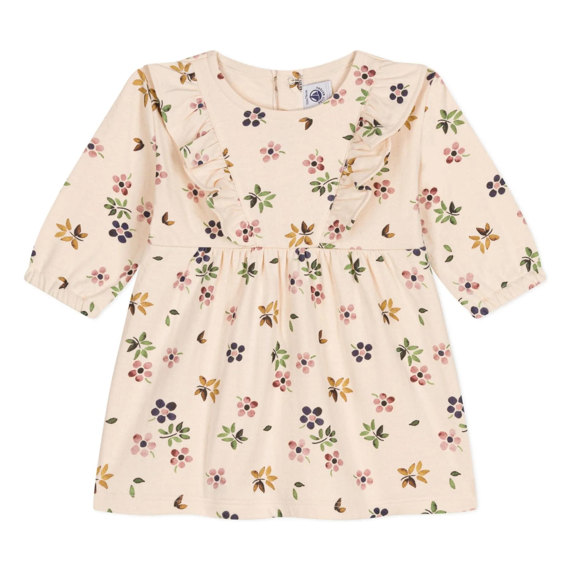 Petit Bateau Beige Tubic Flower Baby Dress