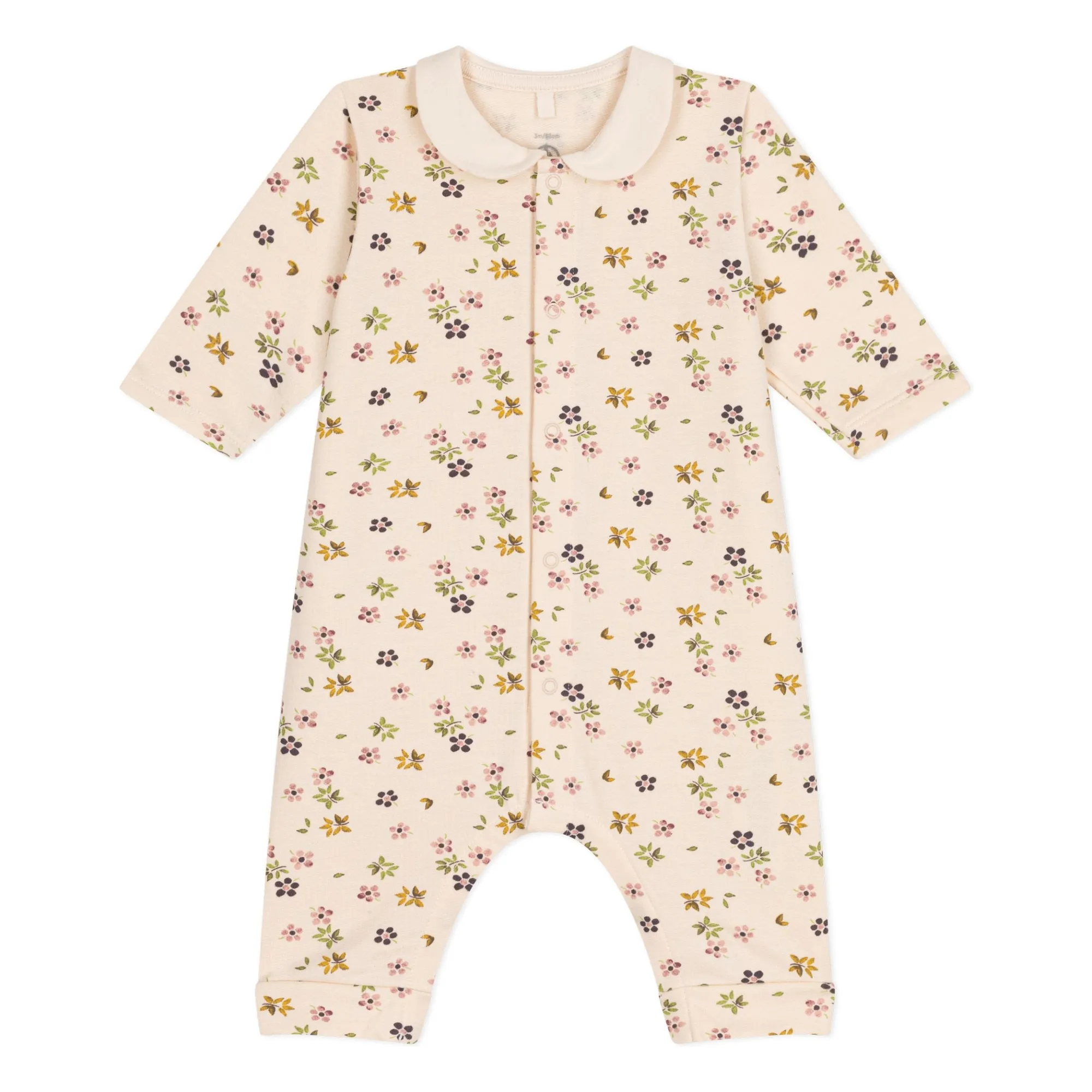 Petit Bateau Beige Flower Fleece Jumpsuit