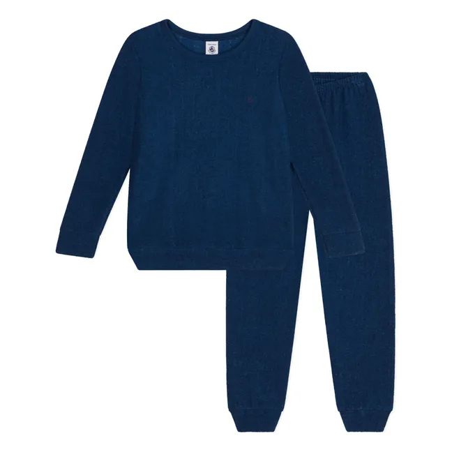 Pyjama-Set Frottee-Bouclé | Blau