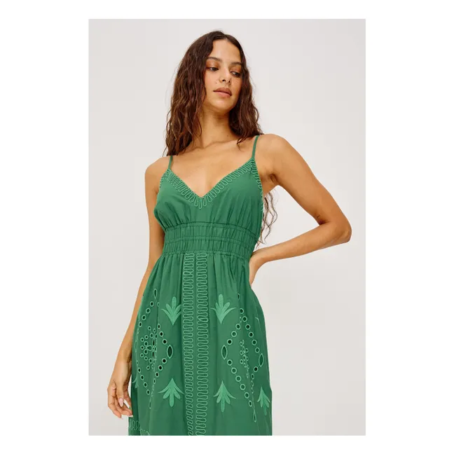 Blair Cotton Poplin Embroidery Dress | Green