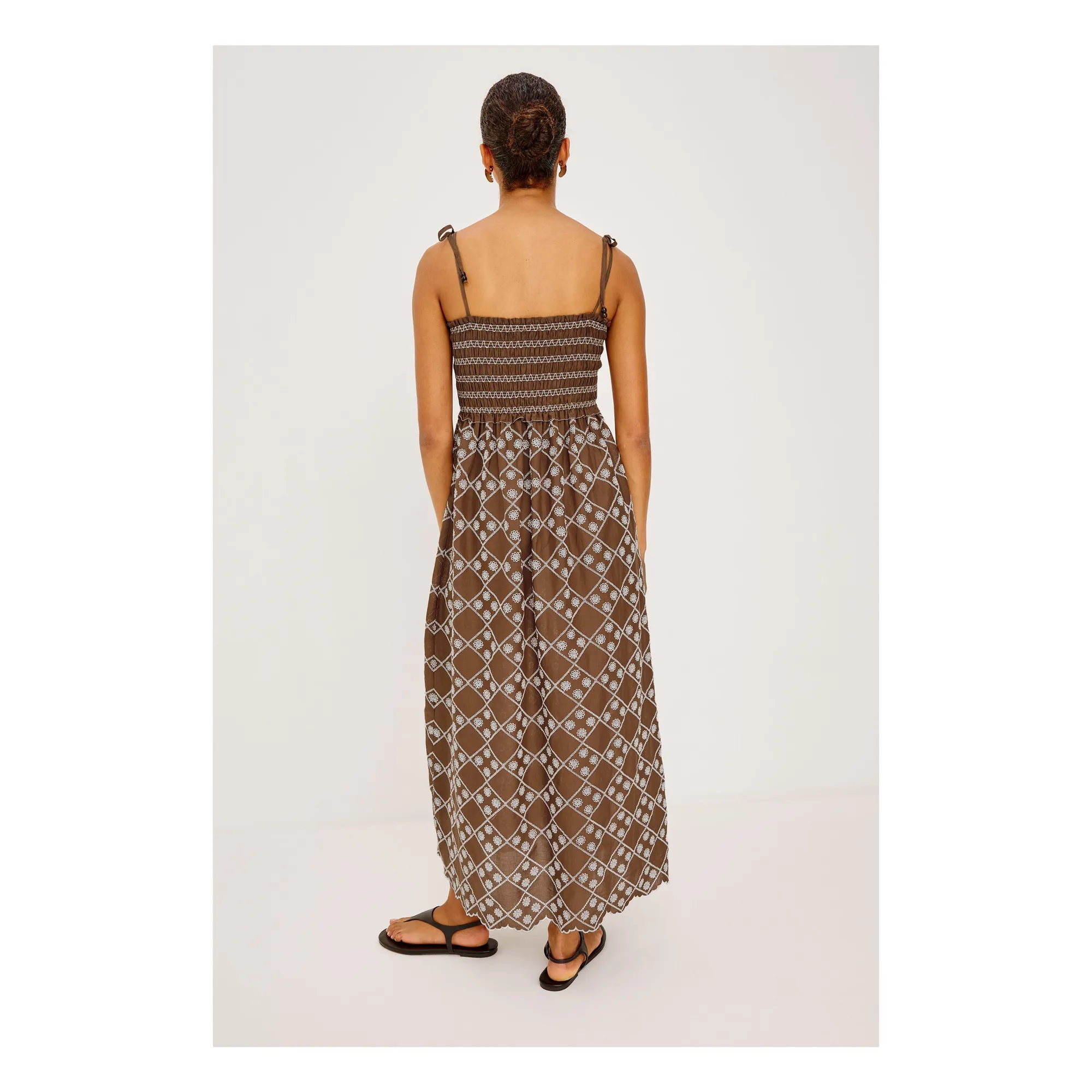 Robe Broderies Becca Coton | Chocolat- Image produit n°2