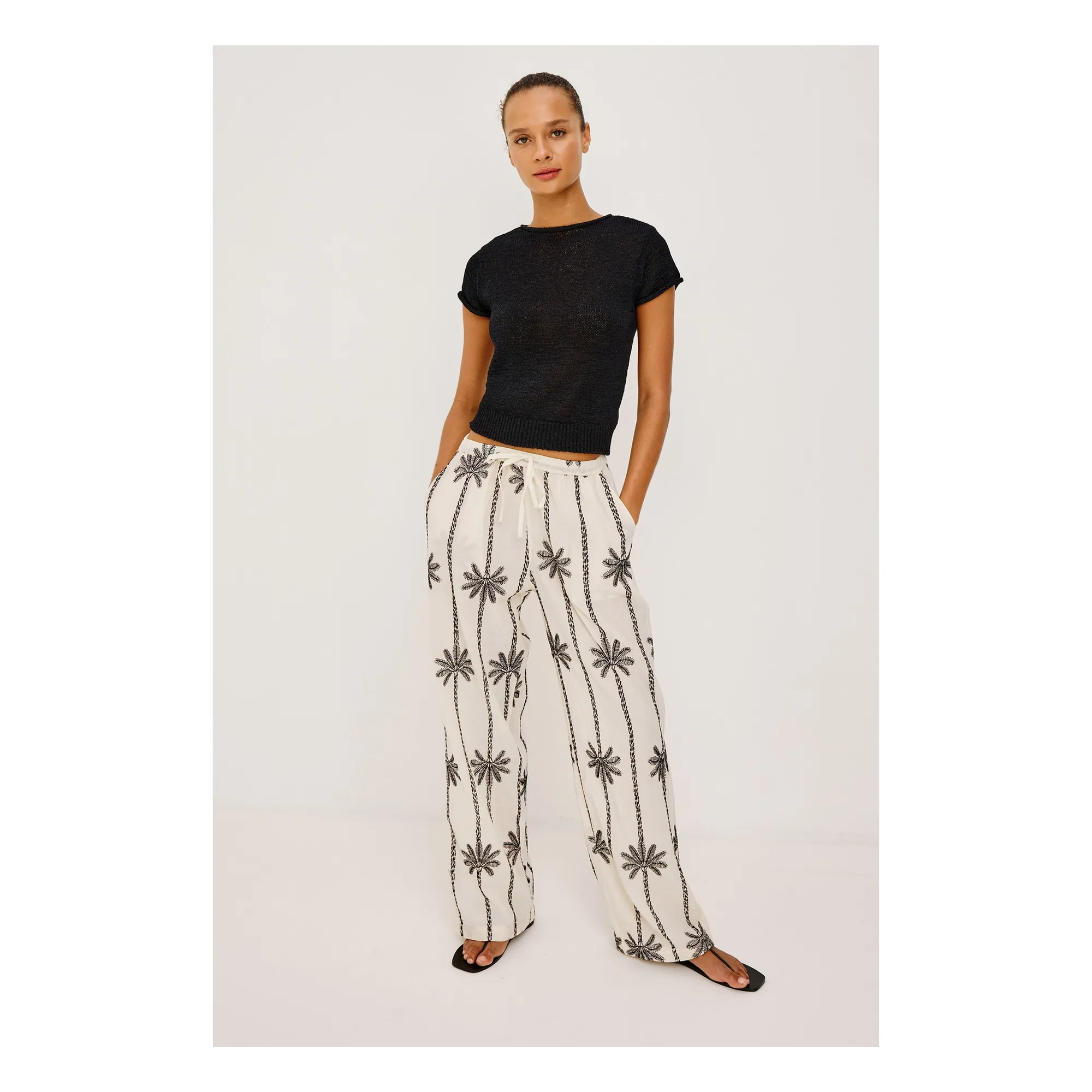 Rails White Emmie Linen Embroidery Pants