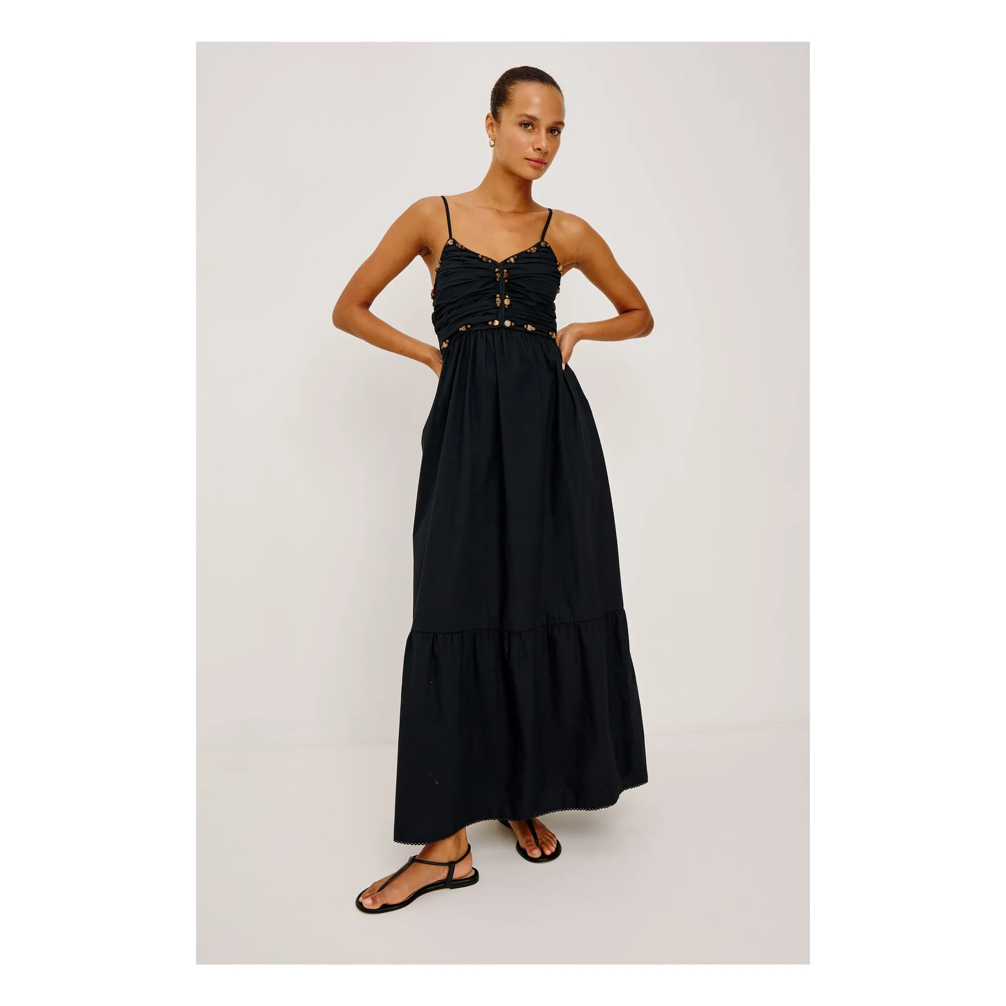 Robe Ivana Popeline de Coton | Noir- Image produit n°0