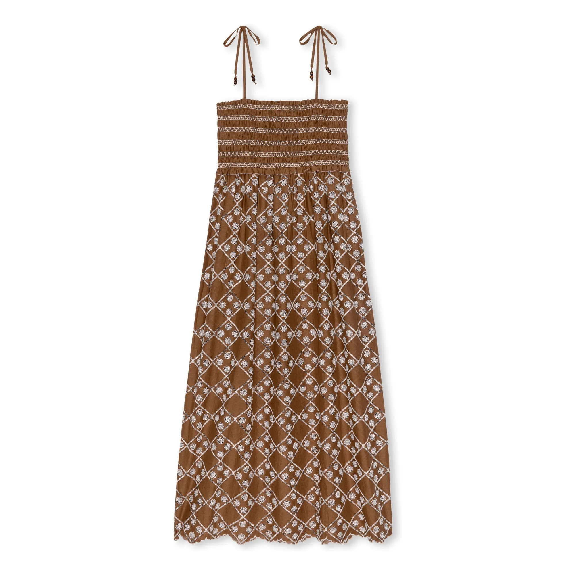 Robe Broderies Becca Coton | Chocolat- Image produit n°0
