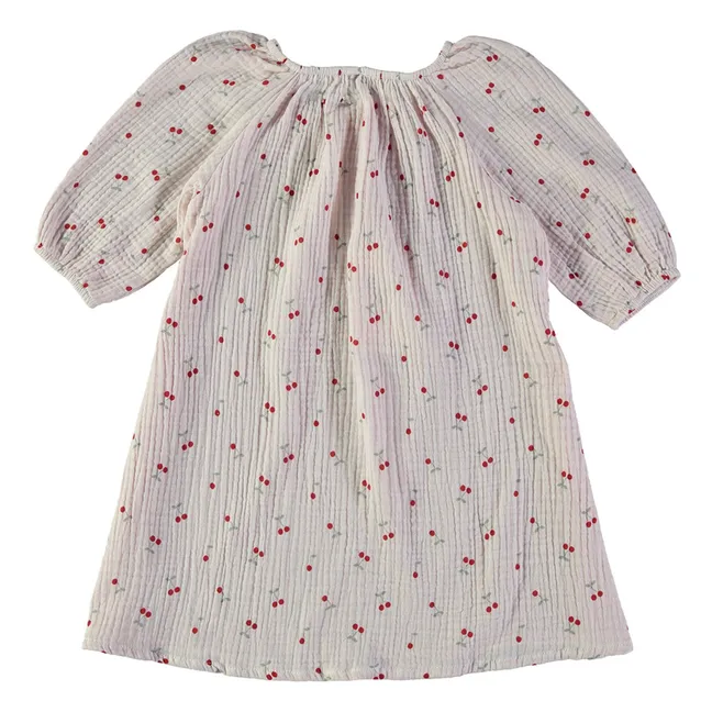 Chemise de Nuit Ostuni Cerises Coton Bio | Ecru