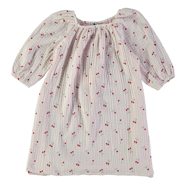 Chemise de Nuit Ostuni Cerises Coton Bio | Ecru