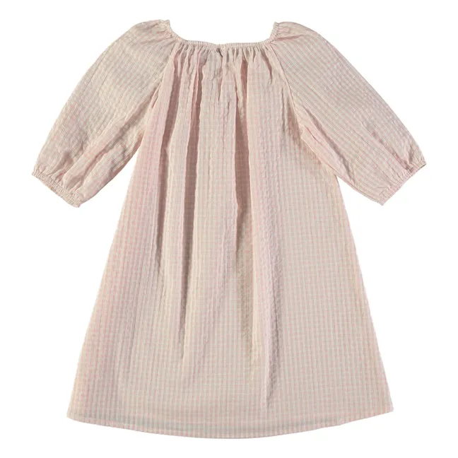 Chemise de Nuit Ostuni Vichy Coton Bio | Rose pâle