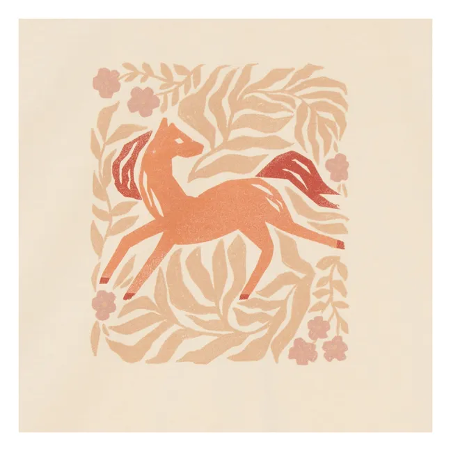 Camiseta de algodón ecológico Luna Horse | Crema