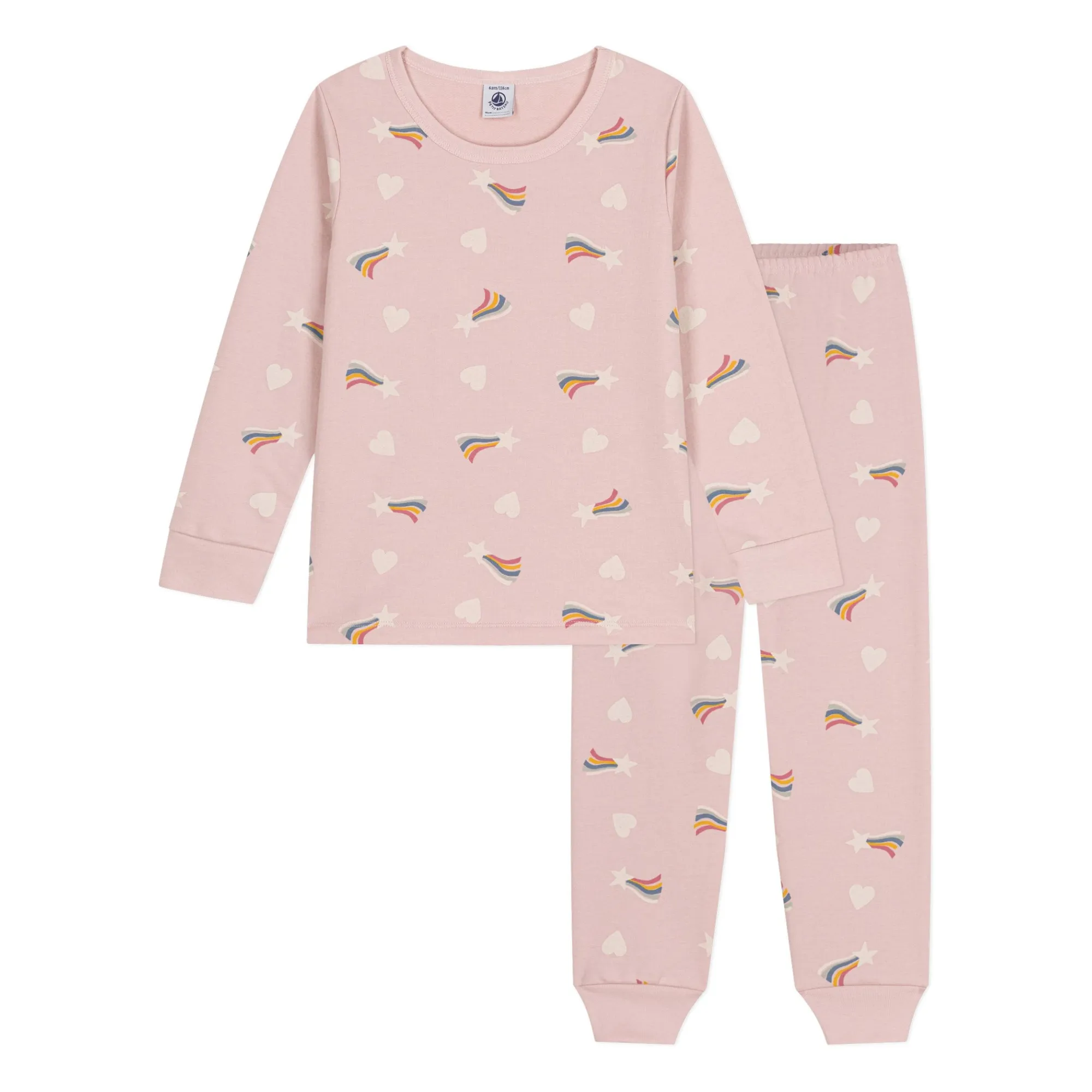 Petit Bateau Pink Hearts Fleece Pyjama Set