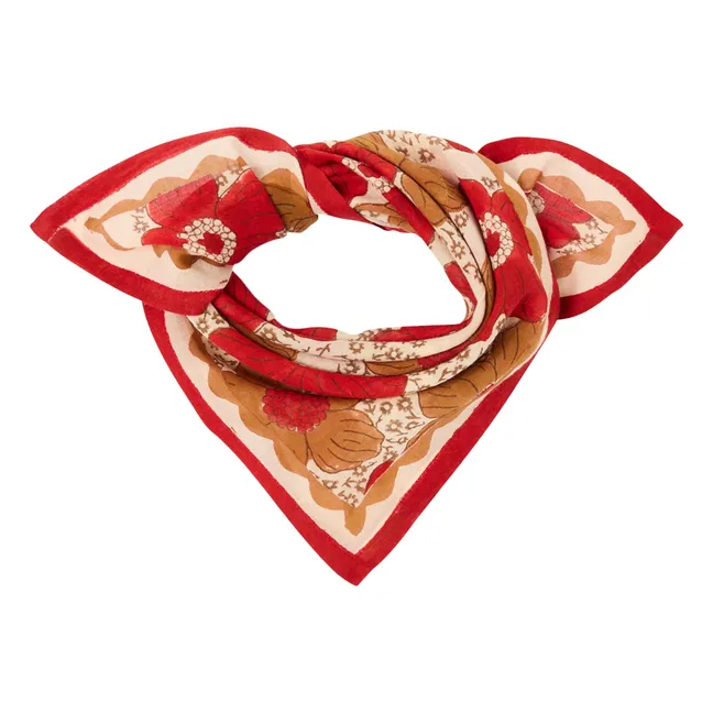 Petit Foulard Dupitta Fleurs | Rouge
