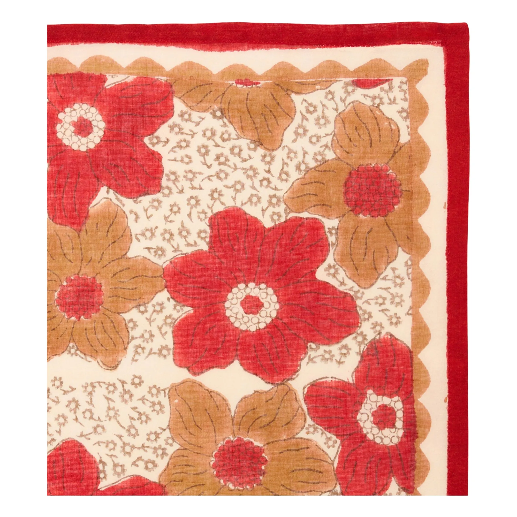 Petit Foulard Dupitta Fleurs | Rouge- Image produit n°0
