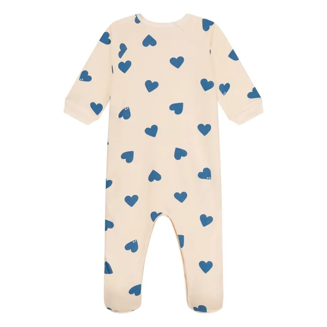 Pijama Cremallera Molleton Corazones | Beige