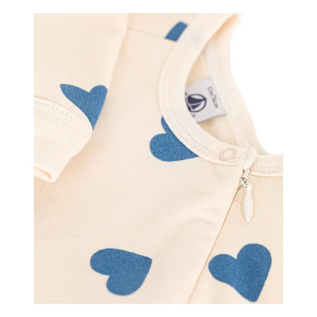 Pijama Cremallera Molleton Corazones | Beige