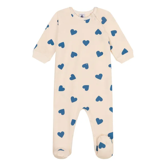 Pijama Cremallera Molleton Corazones | Beige