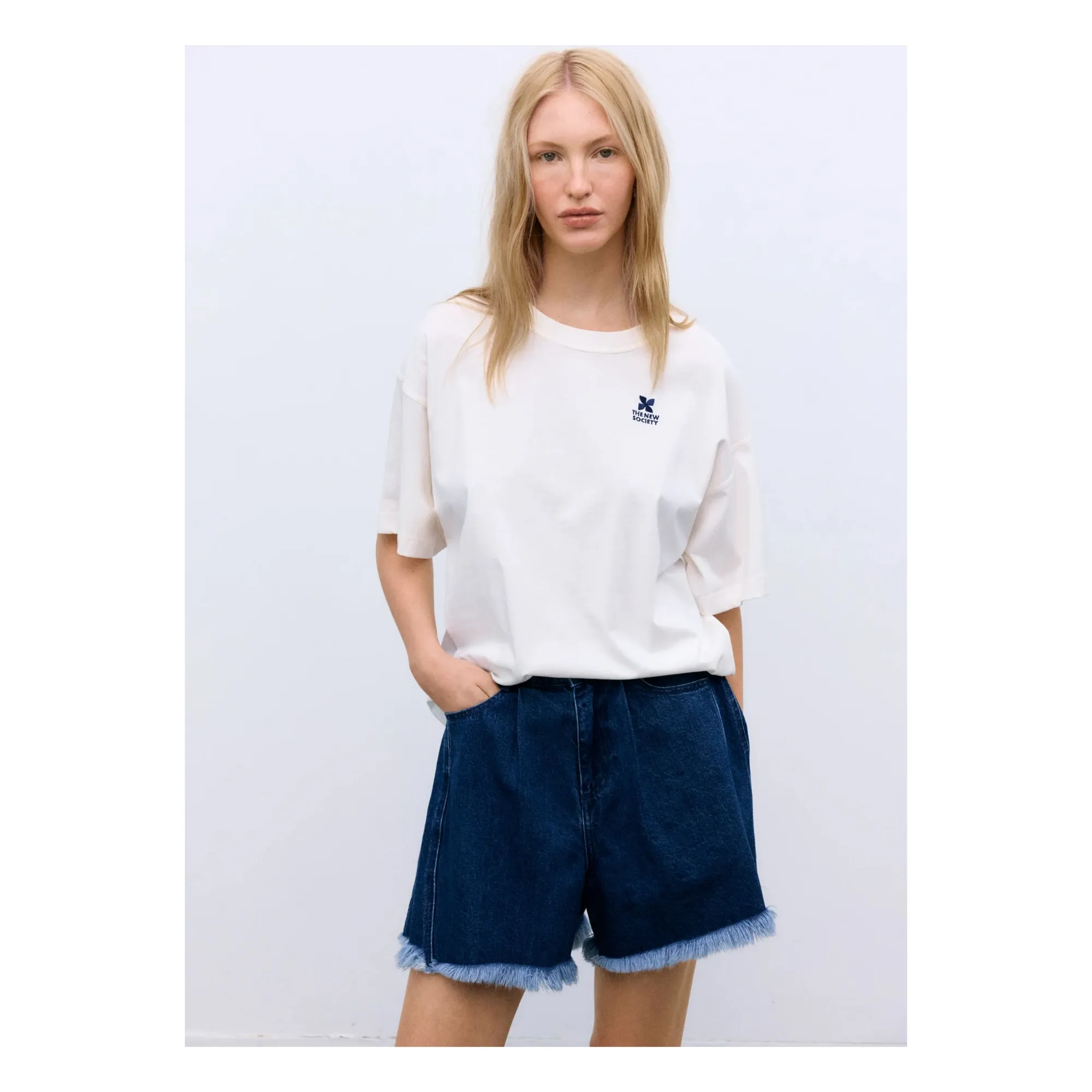 Short Denim Coton | Bleu jean- Image produit n°2
