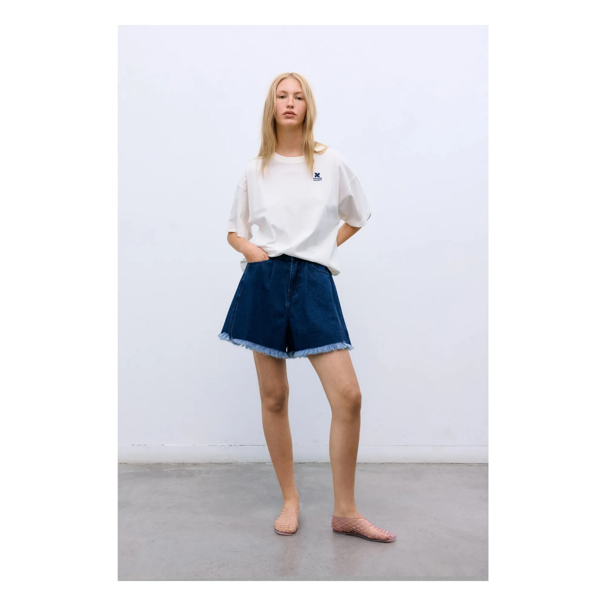 Short Denim Coton | Bleu jean- Image produit n°1