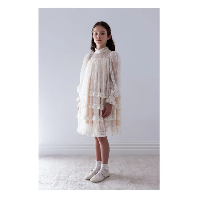 Robe Dentelle Volants | Crème
