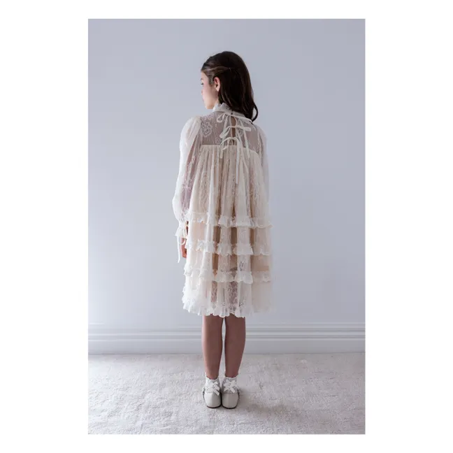 Robe Dentelle Volants | Crème