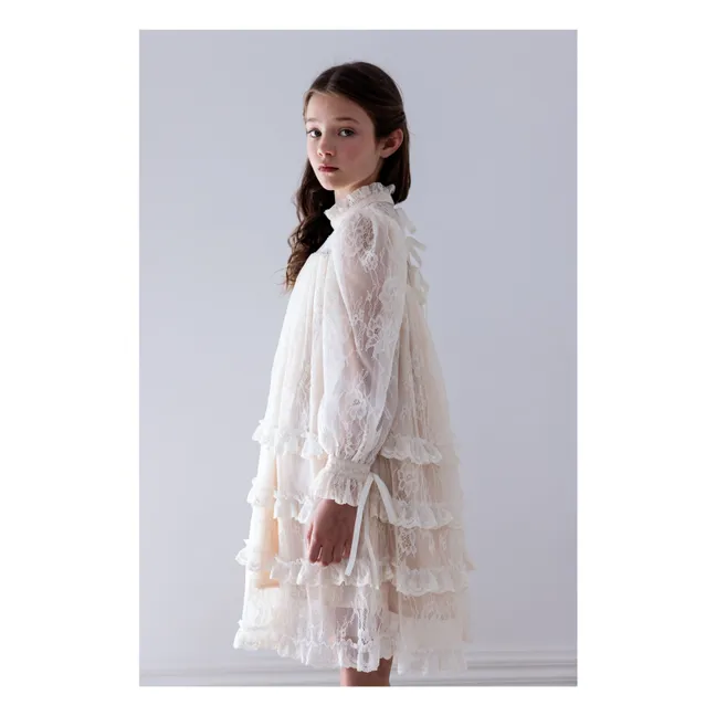 Robe Dentelle Volants | Crème