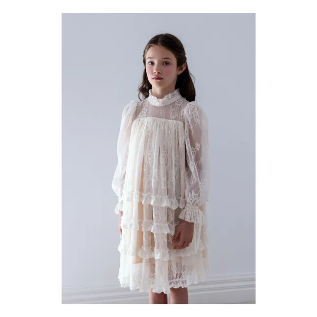 Robe Dentelle Volants | Crème