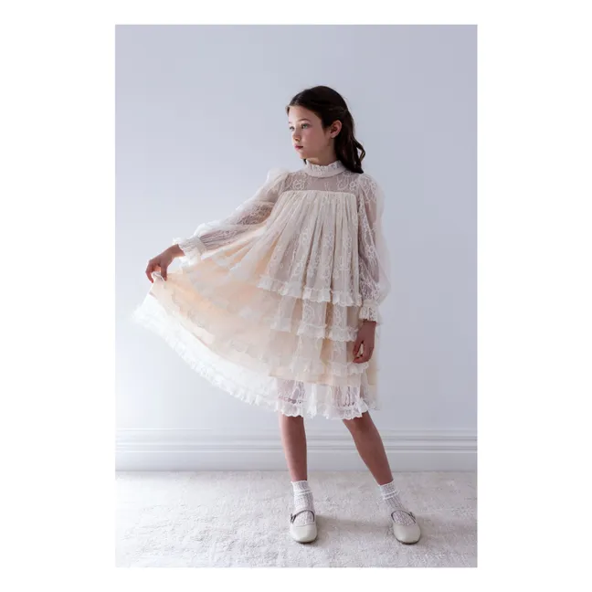 Robe Dentelle Volants | Crème