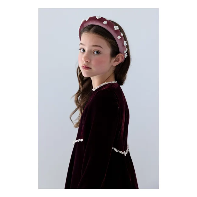 Robe Dentelle Ajourée Velours | Aubergine