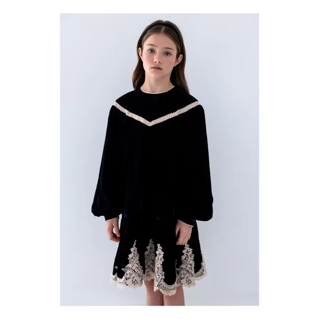 Robe Dentelle Velours | Noir