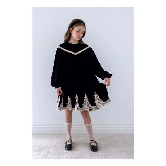 Robe Dentelle Velours | Noir