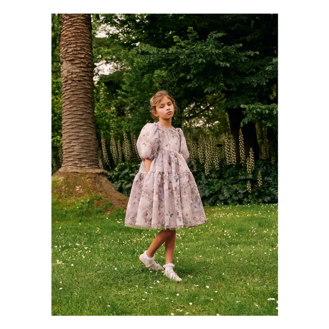 Robe Manches Bouffantes Fleurie Organza | Lavande