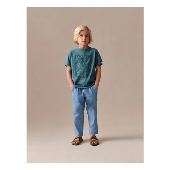 Camiseta Thibald de algodón ecológico | Azul Pato