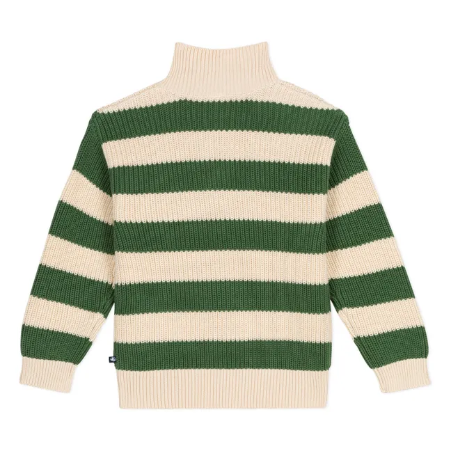 Jersey de rayas con cuello de cremallera | Verde Kaki