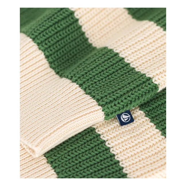 Jersey de rayas con cuello de cremallera | Verde Kaki