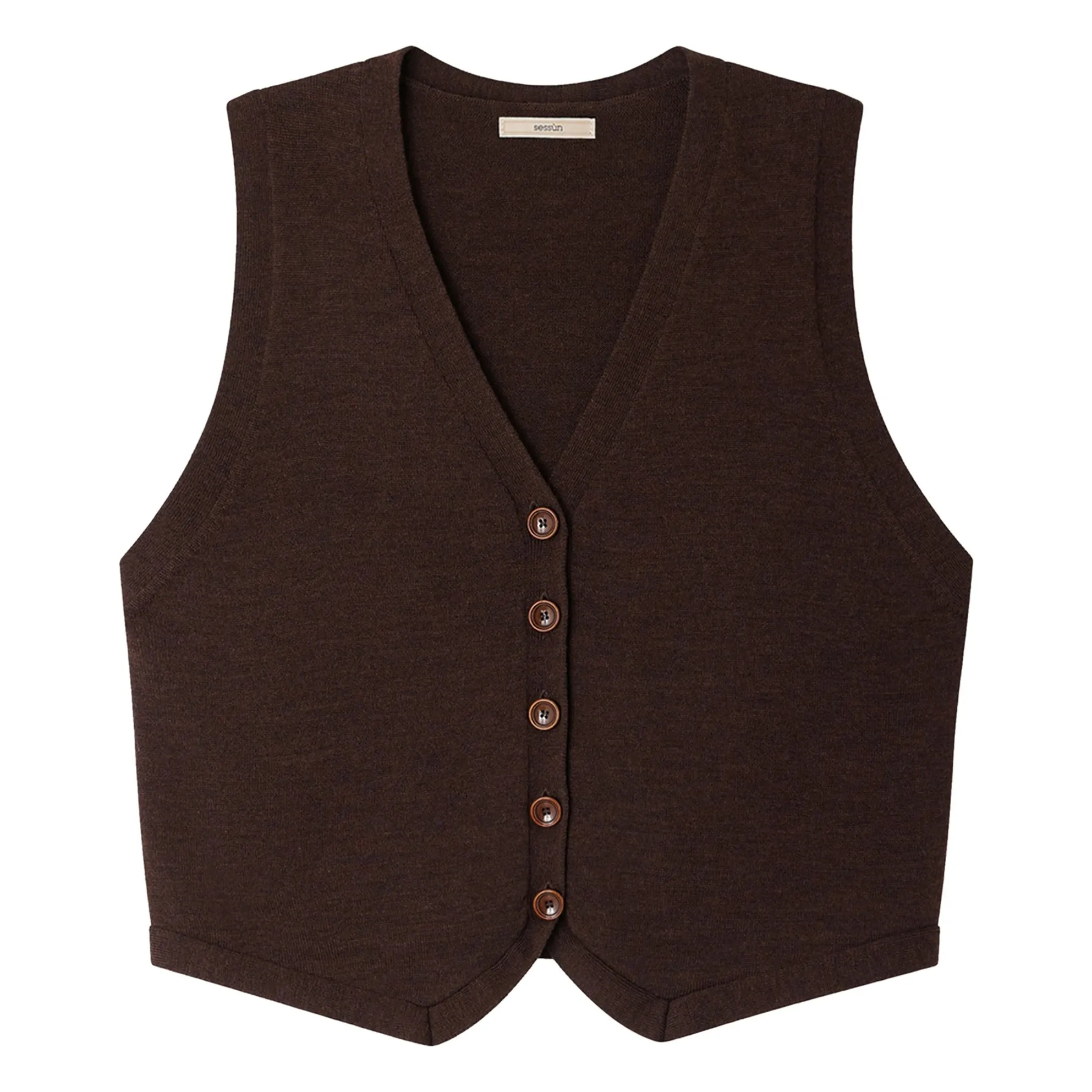 Sessùn Brown Giancarlo Sleeveless Merino Wool Vest